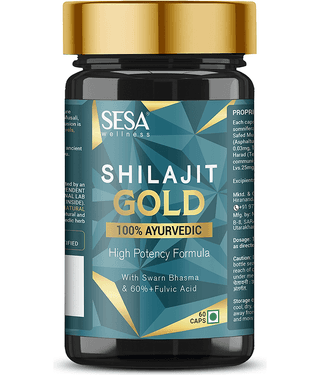 SESA Shilajit Gold 60 Capsules | Shilajit with Gold Swarna Bhasma | Helps Boost Stamina & Power | 100% Ayurvedic