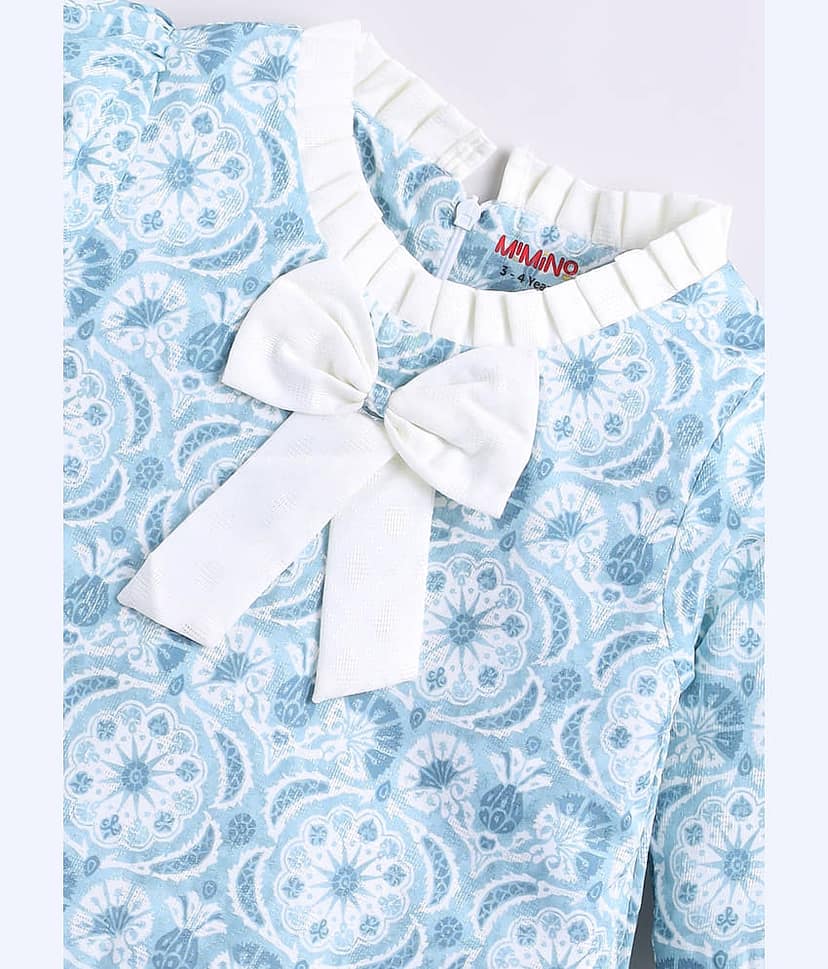 MIMINO Pack of 1 Baby Girls Cotton Frock ( Blue ) view 2