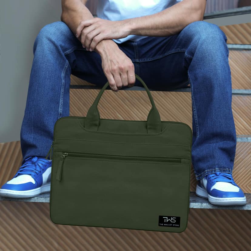 The Wallet Store EcoCarry Canvas Laptop Bag - Olive - 15 Inch view 2