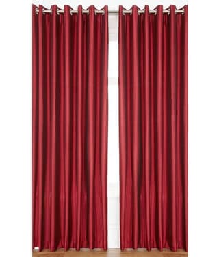Homefab India Plain Semi-Transparent Eyelet Door Curtain 6ft (Pack of 2) - Maroon