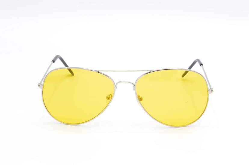 HRINKAR Unisex Pilot Sunglasses Silver & Brown Frame, Yellow & Clear Lens (Medium) - Pack of 2 view 2