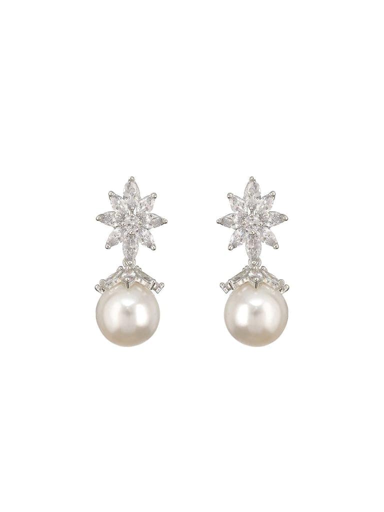 Silver Plated Zercon studded Minimal delicate Floral drop Earringa view 4