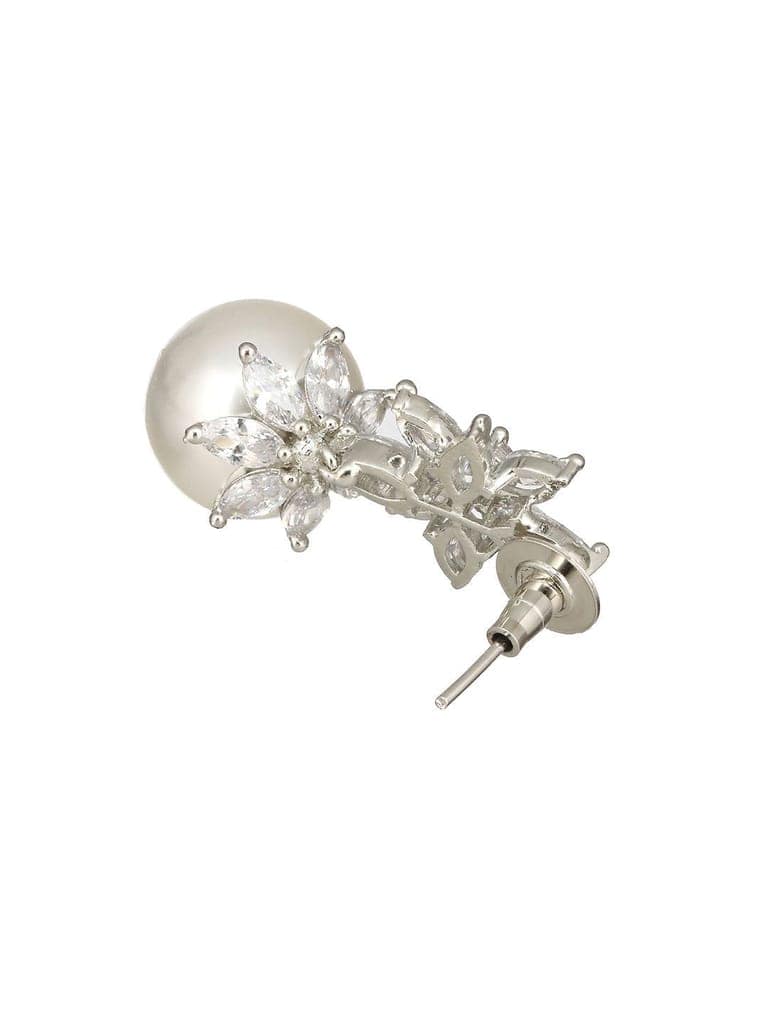 Silver Plated Zercon studded Minimal delicate Floral drop Earringa view 7