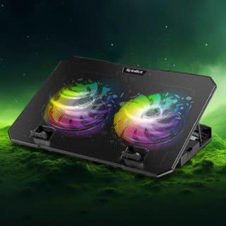 SpinBot Airflow X10 Laptop Cooling Pad with Dual Fans | Low Noise 30dB | 4-Level Adjustable Stand | 2 USB Ports with Speed Control.