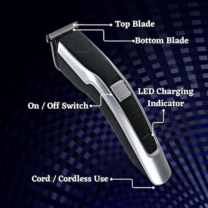 AT-538 Hair Clipper for Men, Black Silver Finish view 3