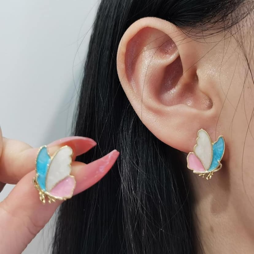 Vansh Pastel Butterfly Stud Earrings for Girls and Women view 3
