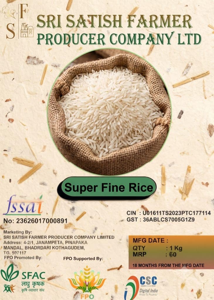 Sri Satish Farmer Super Fine Rice 1kg view 3