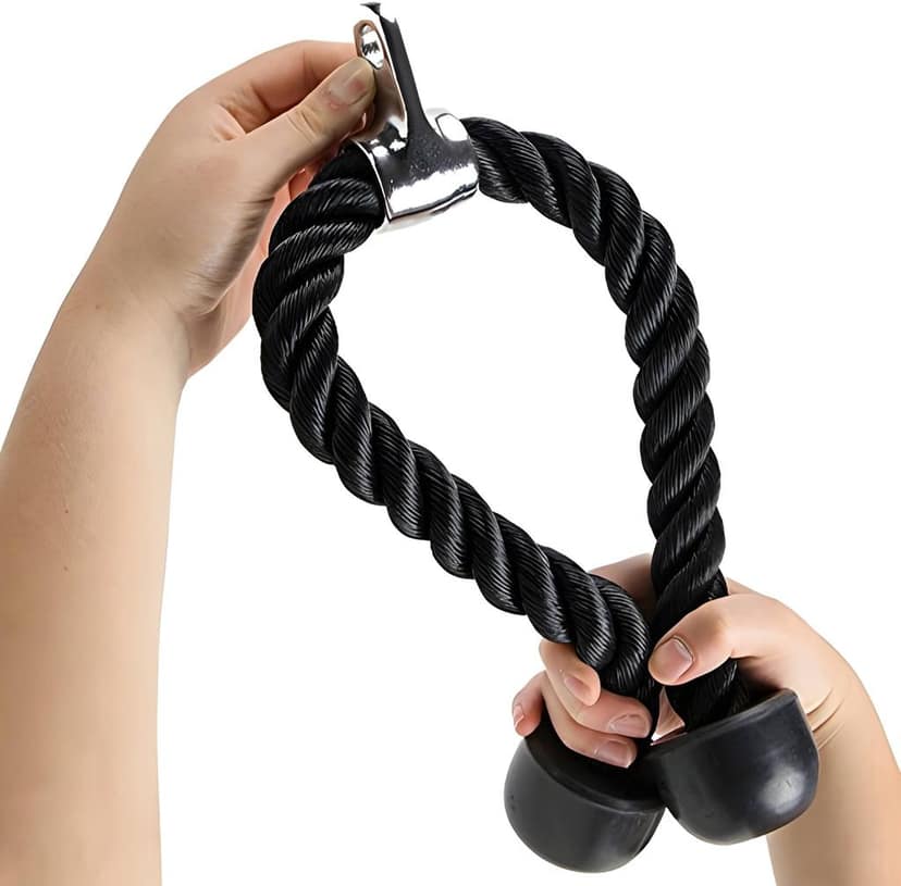 Heavy Duty Tricep Rope Cable Attachment with Heavy Duty Steel Hook | Nylon Braided Gym Rope for Tricep Pushdown, Biceps, Lat Pulldown, Strength Training & Home Gym (Original Quality)
