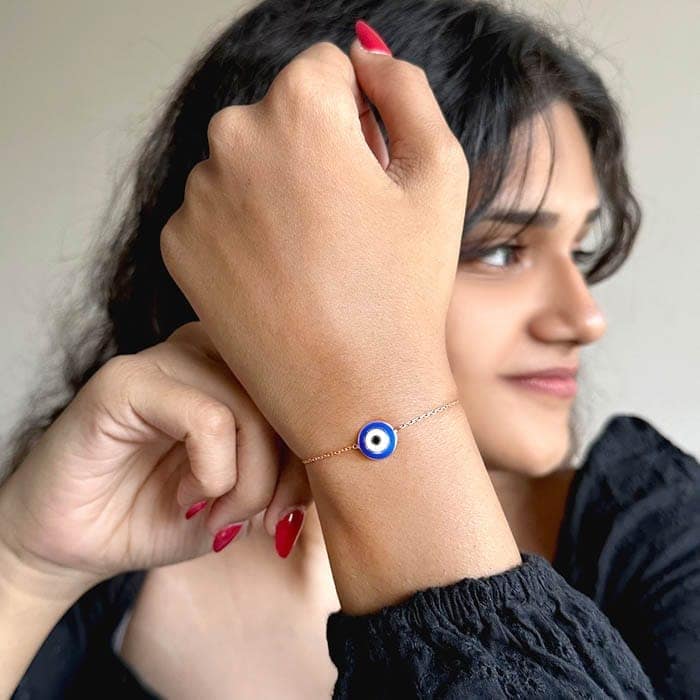 Rose Gold Dark Evil Eye Shield Bracelet view 2