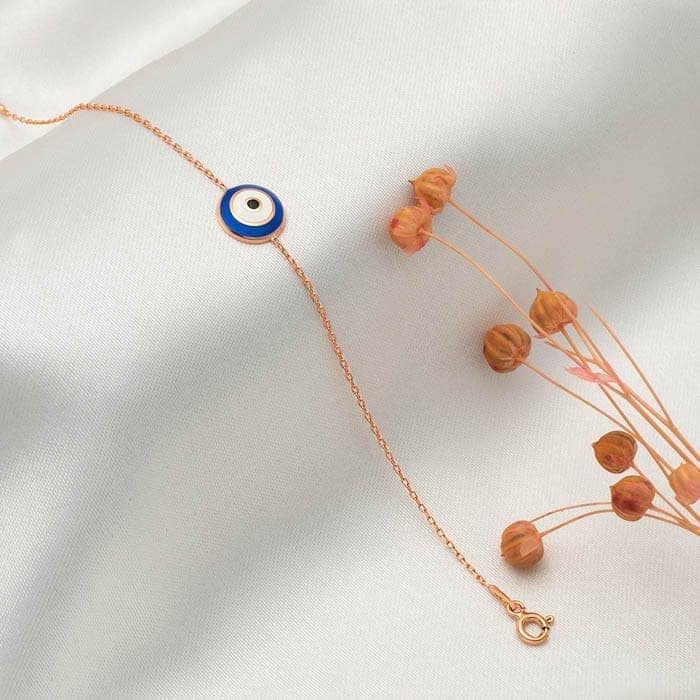 Rose Gold Dark Evil Eye Shield Bracelet view 3