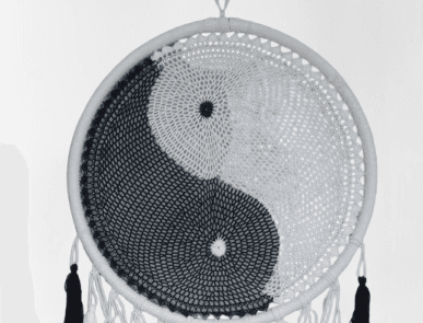 Handmade black & White Dream Catcher Wall Hanging view 2