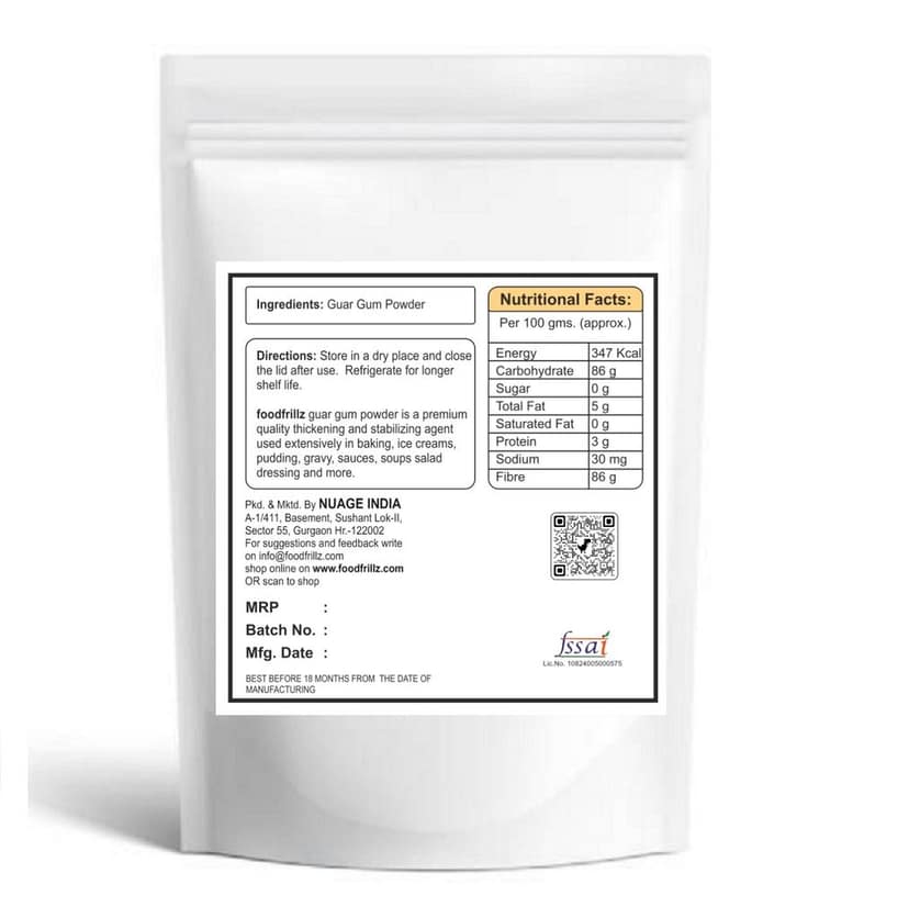 foodfrillz Guar Gum Powder, Thickening, Binding Agent for Baking - 200g view 3