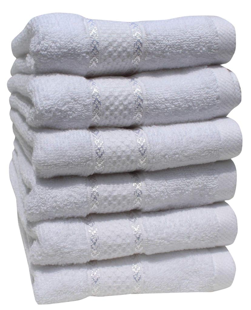 Mandhania Premium Cotton Hand Towels for Home, Hotel & Spa, Super Absorbent & Soft, Antibacterial 550 GSM White Cotton Hand Towels Pack of 6 view 2