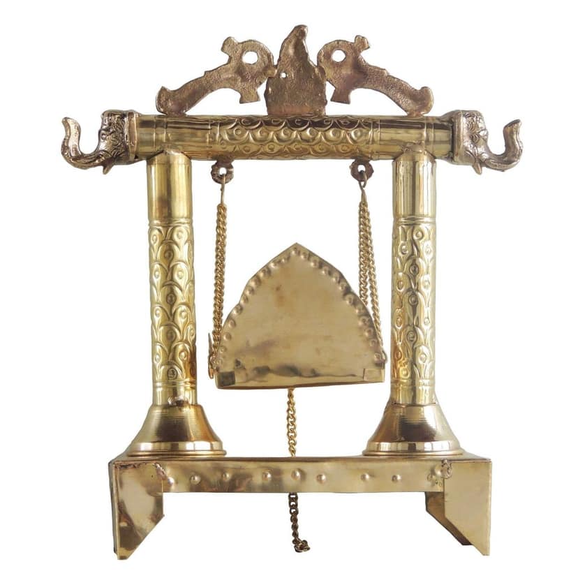 Brass Laddu Gopal Jhula for Puja ? Krishna Swing Statue, Height : 12.6 Inch (ASMAS227 B) view 3