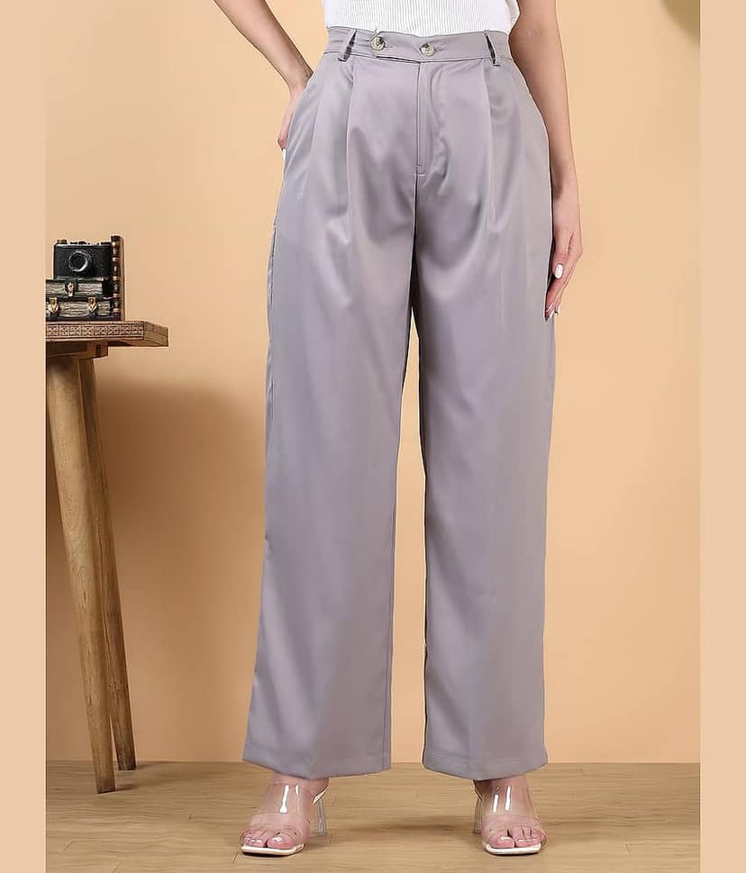 kotty Women Rayon Blend Formal Trousers ( Grey )