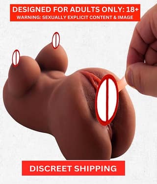 Male Masturbator - 3D Realistic Pussy Ass and Silicone Vagina Butt Anal Adult Products Sex Toys with 2 Hole(BROWN)