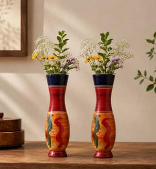 Handcrafted Lacquerware Flower Vase- Set of 2