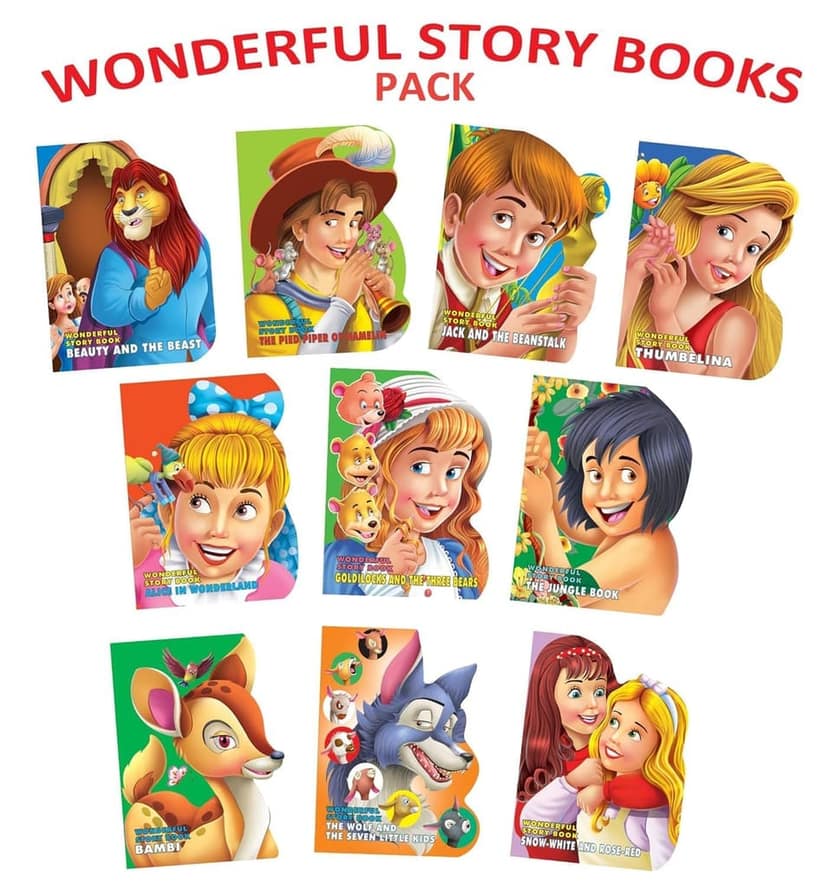 Wonderful Story Shape 10 Board Books Pack for Children Age 3 -8 Years| Beauty & the Beast, The Pied Piper of Hamelin, Jack & Beanstalk, Thumbelina, ... Kids, Snow White and Rose Red, 120 Pages [Paperback] Dreamland Publications