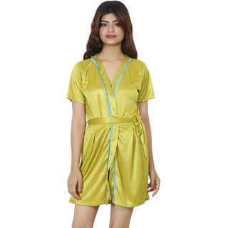 Nivcy Women Solid Nightwear Satin Celery (Small)