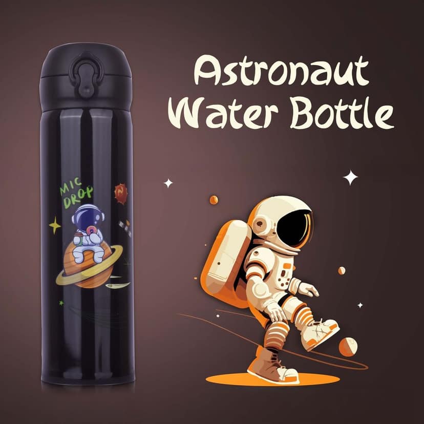 Astronaut Water Bottle | Water Bottle For Astronaut | Water Container For Astronaut | Stainless Steel Water Bottle | Kids Steel Water Bottle | Insulated Water Bottle | Stainless Steel Water Bottle | Sipper Water Bottle | Cute Water Bottle view 4
