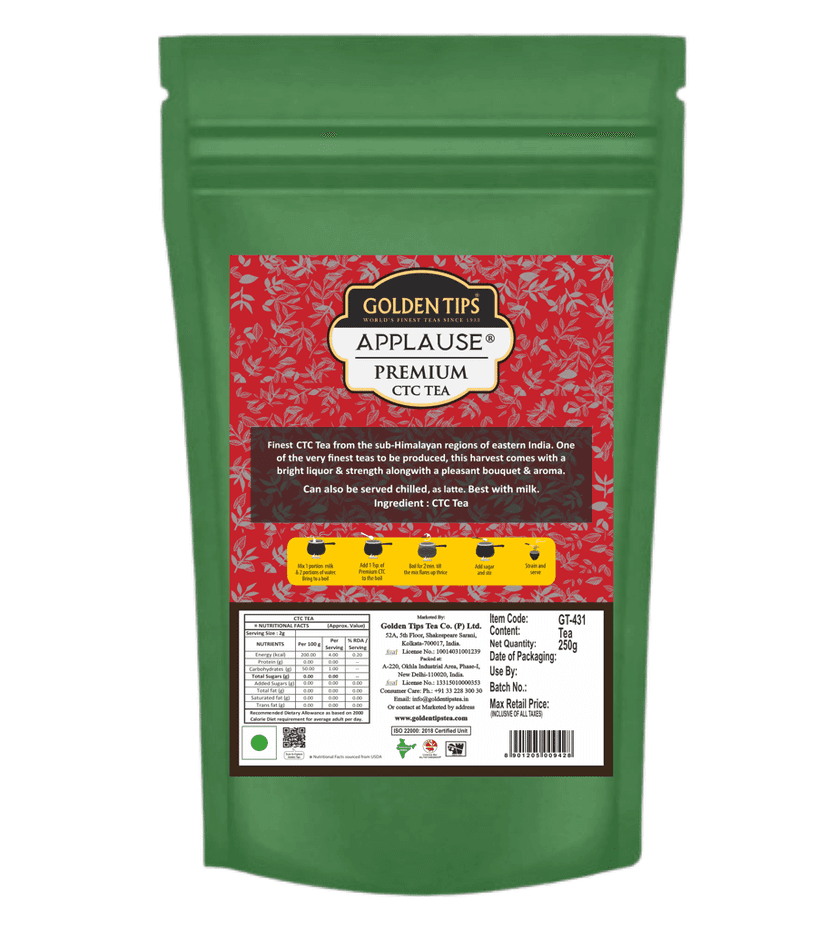 Golden Tips Applause Premium CTC Tea – Strong Assam CTC Black Tea,Rich Aroma & Full-Bodied Taste,Best with Milk (250g)
