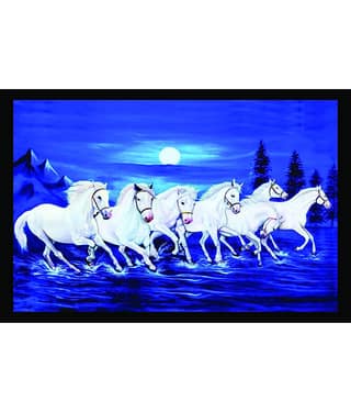wallpics Seven Running Horses Waterproof Sticker Vinyl Photo Wall Poster Without Frame