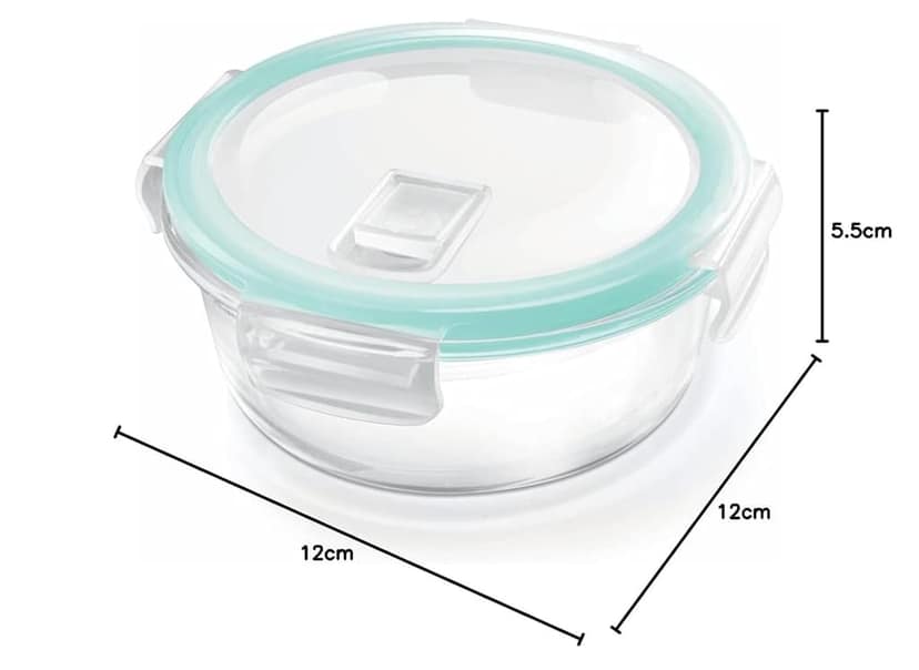 Treo by Milton Hi Borosilicate Clip Fresh Round Container, 200 ml, 1 Piece, Glass view 2