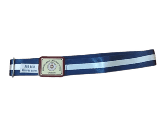 Navy Blue School Belt with White Stripes and Buckle