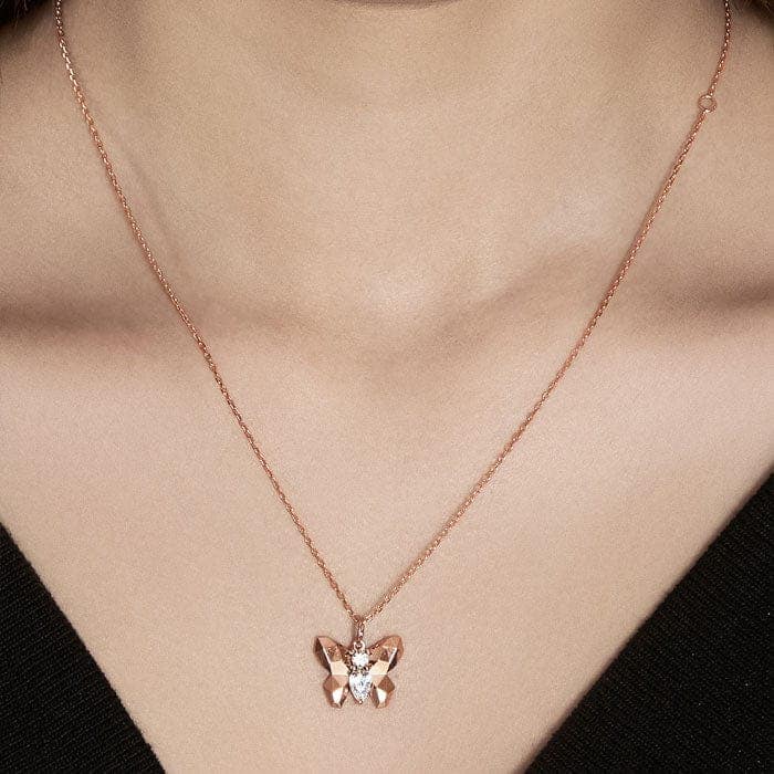Rose Gold Flutter Pendant with Chain view 2