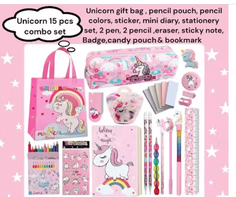 Unicorn School Stationery Gift Set – 15 Pcs Combo Pack for Girls view 2