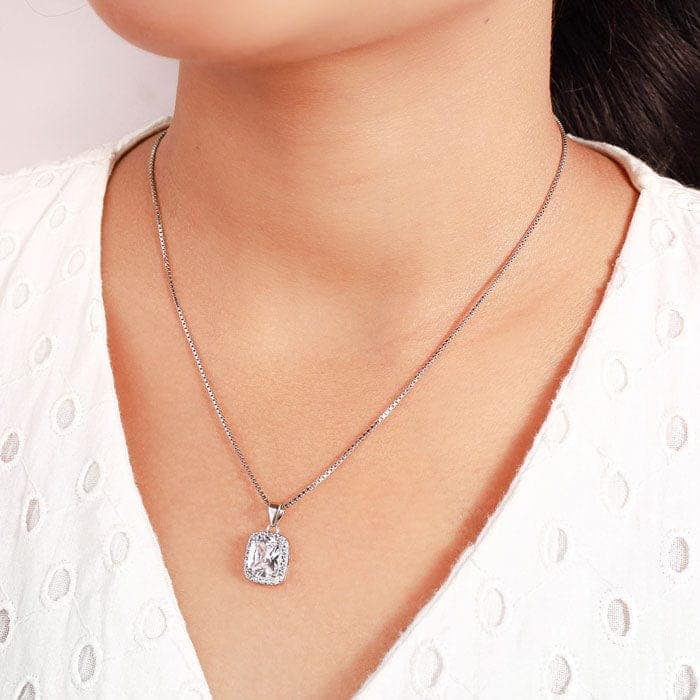 Silver Prism Pendant with Box Chain view 2