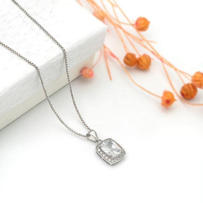 Silver Prism Pendant with Box Chain view 3