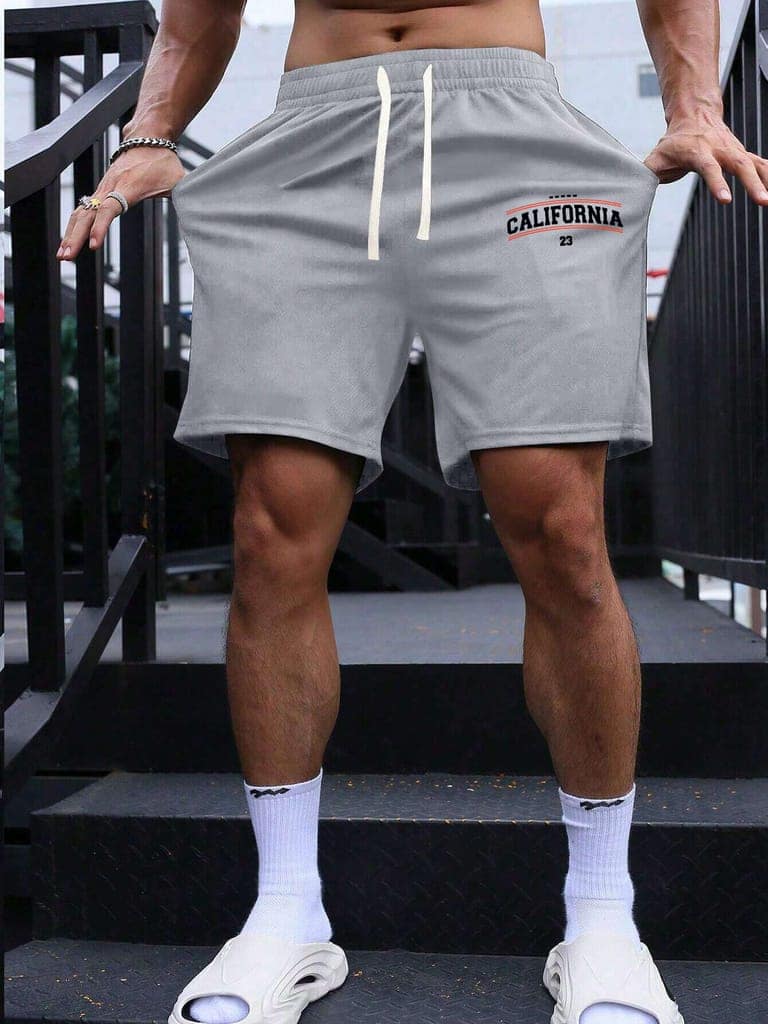 SCOTT FINCHER Men's Casual Shorts, Summer Beach Shorts, Quick Dry Sports Shorts, with Pockets, Drawstring Waist, for Workout, Running, Gym, Fitness, Bodybuilding : AA(SRT)GREY_293
