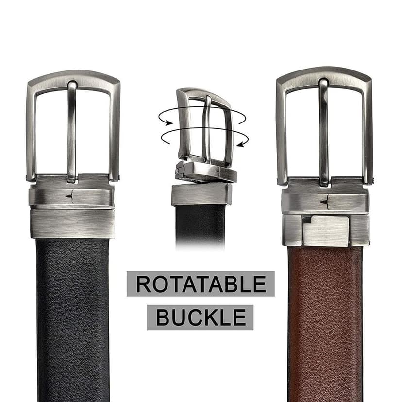 SWHF Men's Formal Leather Belt Reversible Black & Brown Pure High Quality Leather view 2