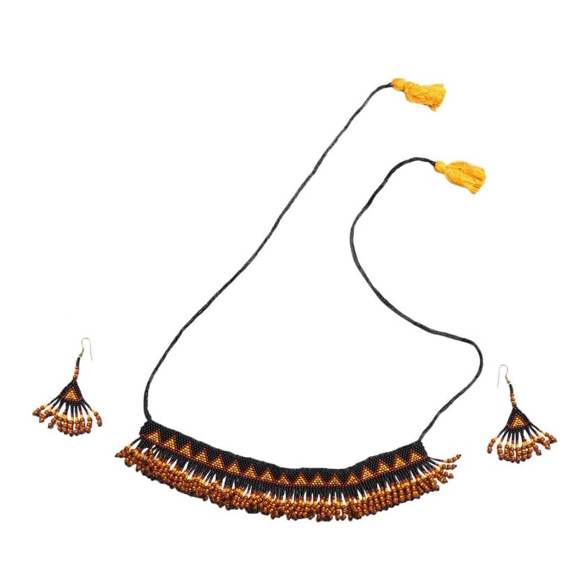 Garvi Gurjari (A Gujarat Govt Enterprise Black Beaded Choker Necklace Set for Women view 5