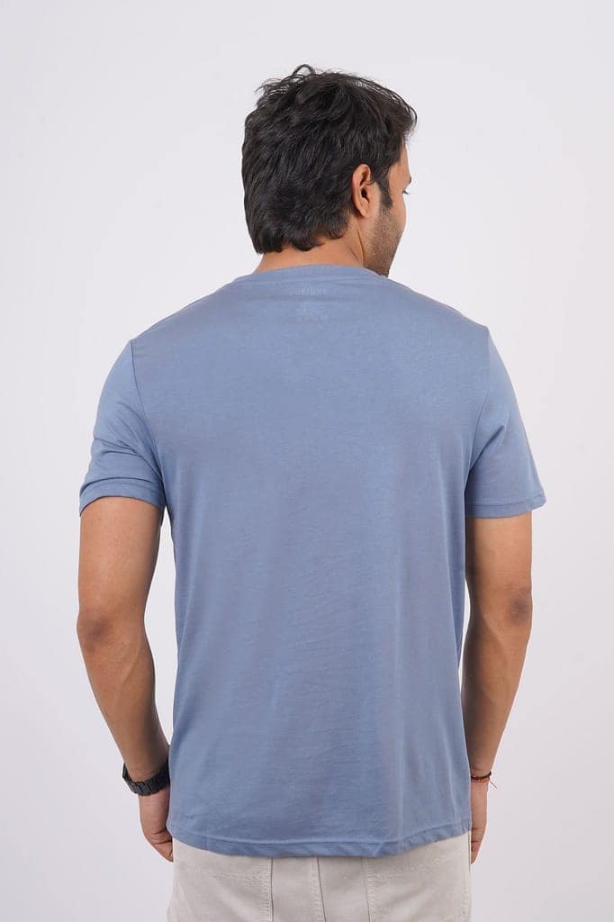 Men's Denim Blue Pima Cotton Crew Neck view 4