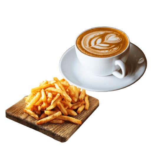 Cappuccino With Brownie And French Fries