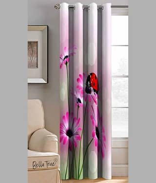 BELLA TRUE Abstract Printed Semi-Transparent Eyelet Curtain 5 ft ( Pack of 1 ) - Multicolor