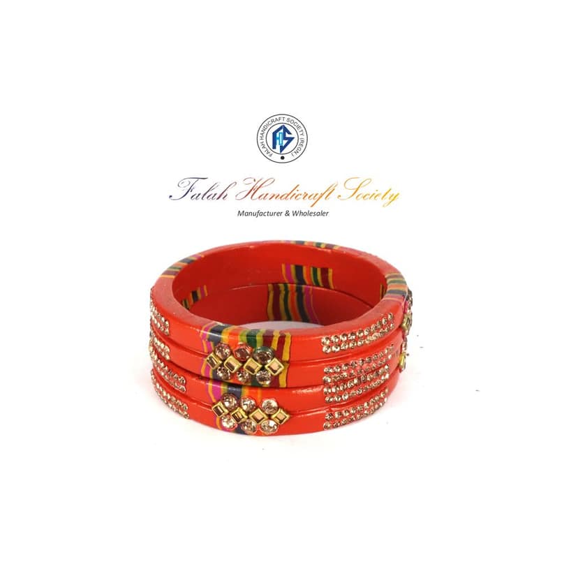 Rajasthani Lac Bangles In Beautiful New Design - Red