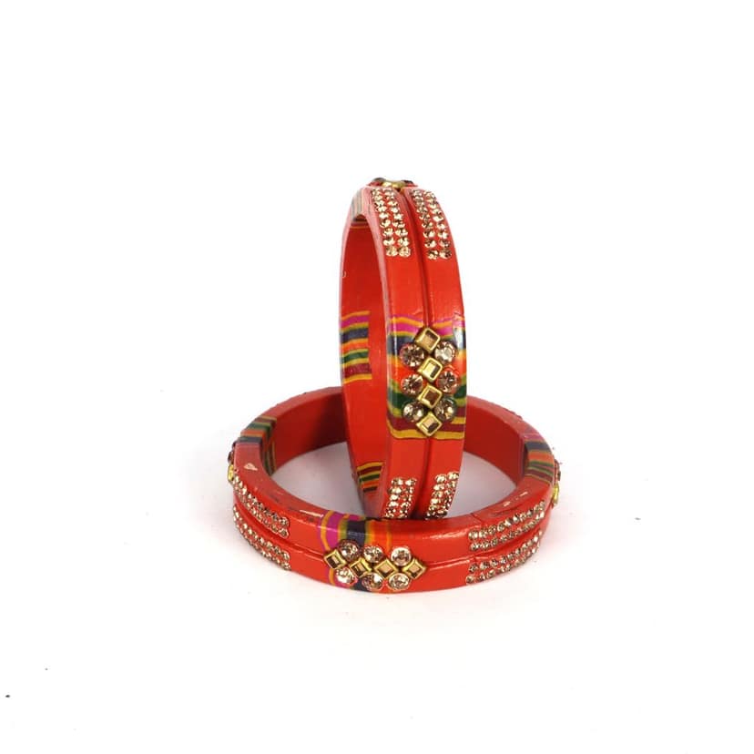 Rajasthani Lac Bangles In Beautiful New Design - Red view 3