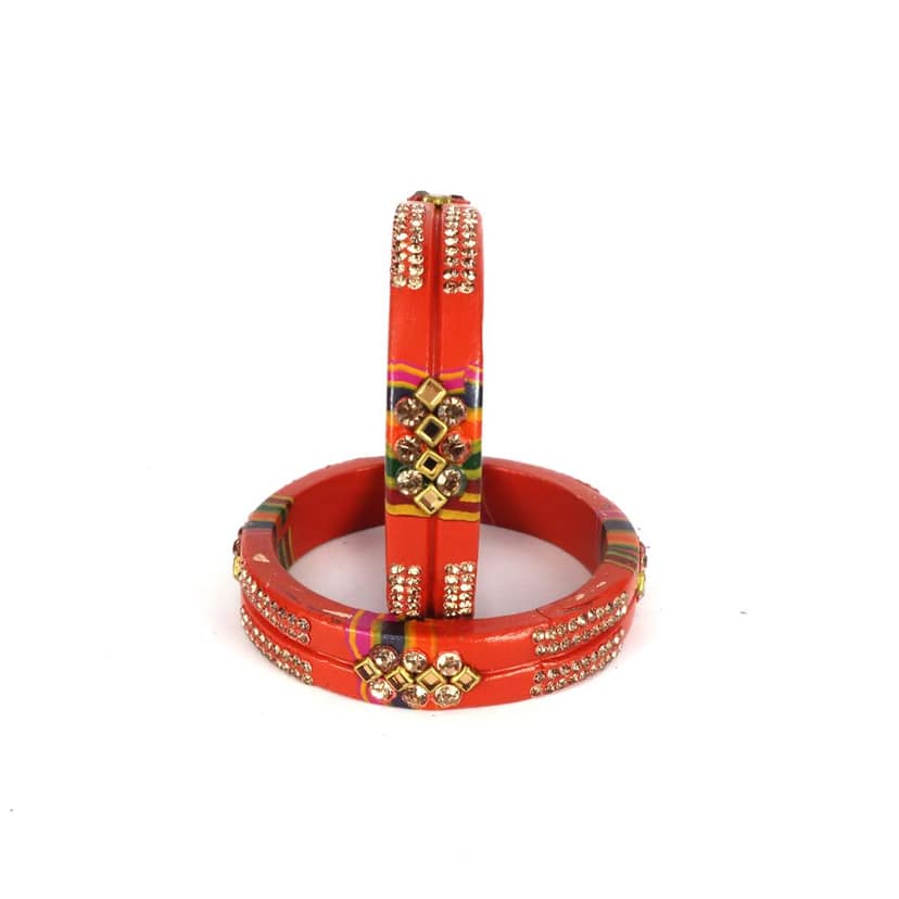Rajasthani Lac Bangles In Beautiful New Design - Red view 4