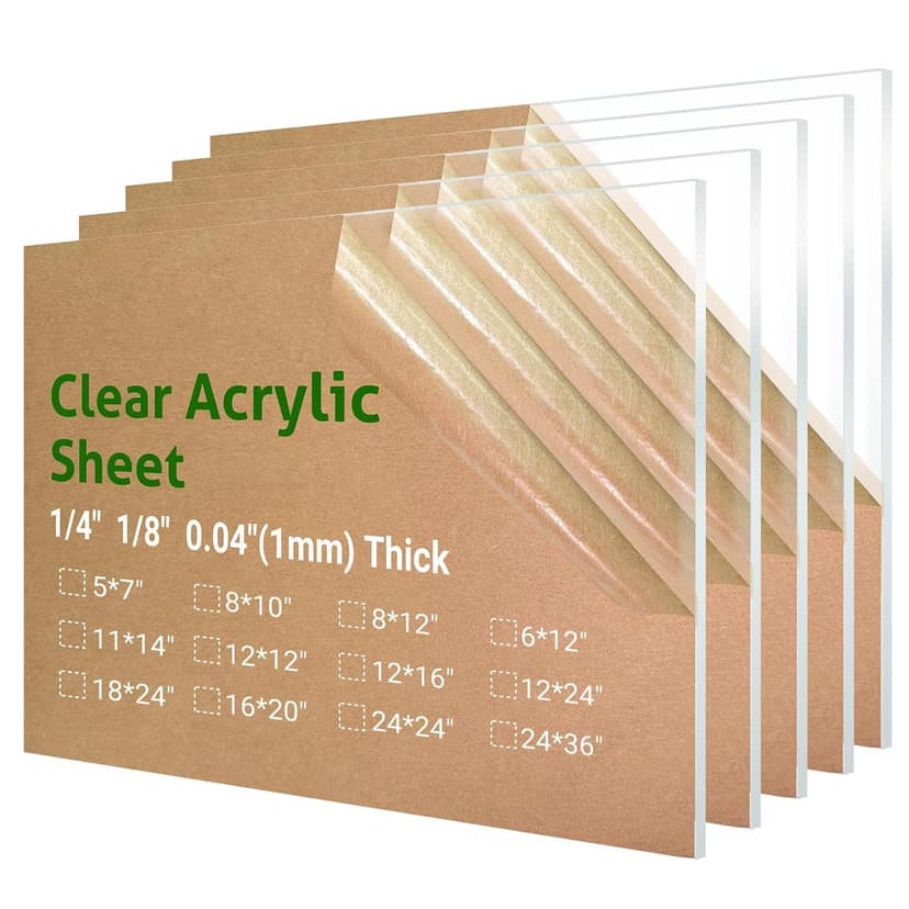 5 Pieces 8 x 12 Clear Acrylic Sheet Plexiglass - 0.04"(1mm) Thick