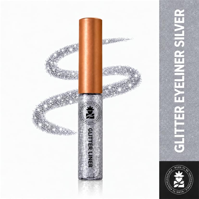 BOBI Glitter Eyeliner Silver | Diamond Sparkle Finish | Waterproof Long Wear | Quick Dry Smudge proof | Felt-Tip Precision | Cruelty-Free Paraben-Free-5ml