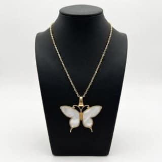 Mother-of-Pearl Butterfly Pendant Necklace | Gold-Tone Anti-Tarnish Imitation Jewellery