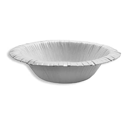 Disposable Paper Bowls (Dona), Sliver, 6 Inch Round, Biodegradable, Leak-Proof, Food Grade, Pack of 50