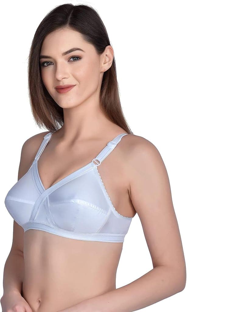 FASHION BONES Full Coverage Daily Use Cotton Cross Bra in Cup Size C for Women and Girls Combo Pack of 2 White view 3