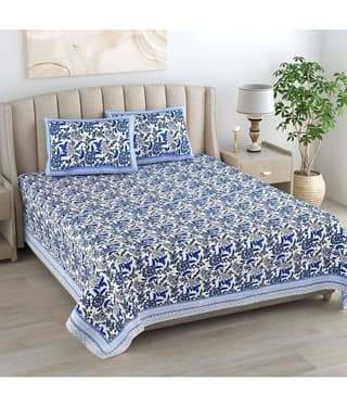 Uniqchoice Cotton King Bedsheet ( Blue )