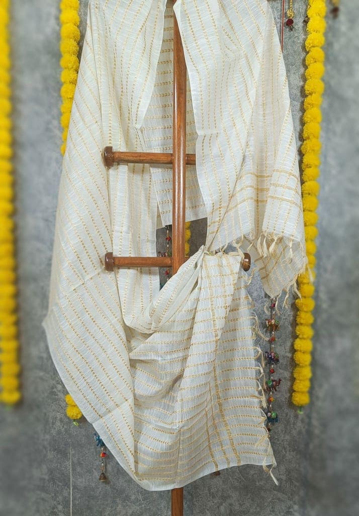 Katan Silk Banarasi Brocade Dupatta White Color-8085 view 2