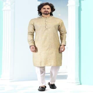 Raivat Ethnic Cream Beige Colour Silk Kurta Pajama 2169