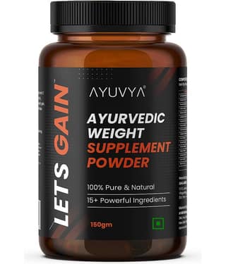 Ayuvya Lets Gain Weight Gain Powder helps gain weight, muscle mass and energy levels. Powerful and effective weight gainer 150gm